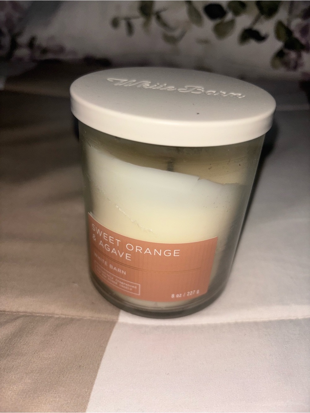 White Barn Sweet Orange & Agave Jar Candle - White Lid, Peach Label